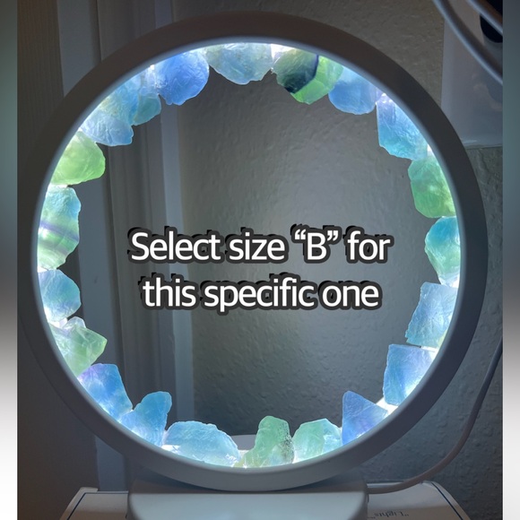 Blue Fluorite Circle Rough Gemstone Lamp Cold Color Light - Picture 6 of 6